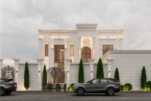 تصميم فيلا نيوكلاسيك حي مشرف الخرج، مكتب المحايد للاستشارات الهندسية، واجهات قصور مودرن