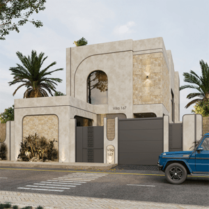 واجهة فيلا مودرن الخرج، حي الورود، مكتب المحايد للاستشارات الهندسية، تصميم فلل فاخرة